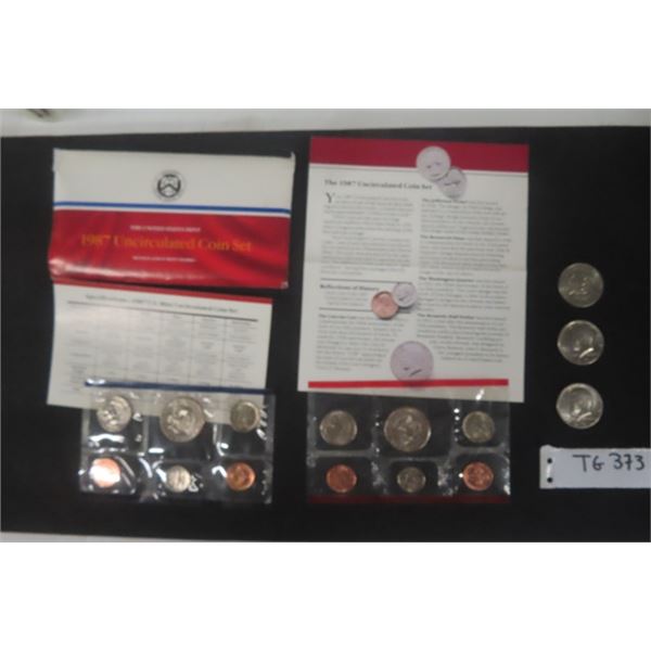 1987 USA Uncirculated Coin Set - 2 Packs - (3) 1971 50 Cent USA Coins 