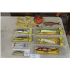 Image 1 : Assorted Fishing Lures , Roll of Vintage Line, Pickerel Rigs 
