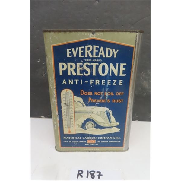 Eveready Prestone Antifreeze 1 US Gal Tin - Great Graphics! - NO Lid