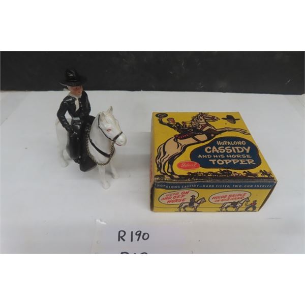 Hopalong Cassidy + His Horse Topper Plastic Toy 4.5" Tall 5" Long - Comes with Original Box