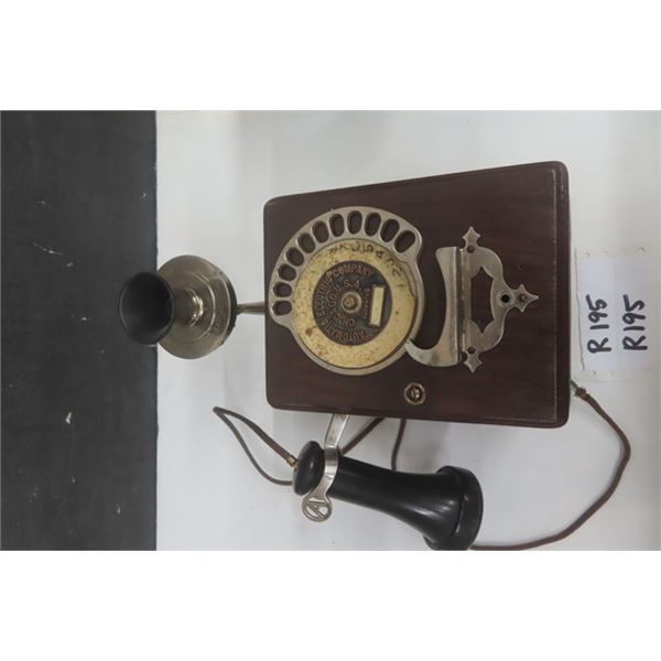 11 Digit Automatic Electric Company Antique Phone - Solid Wood Case