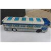 Image 4 : 3 Pressed Tin Greyhound Buses ; 2 Friction Die Cast Madison Ave Coach Bus - Longest 11" 