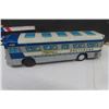 Image 6 : 3 Pressed Tin Greyhound Buses ; 2 Friction Die Cast Madison Ave Coach Bus - Longest 11" 