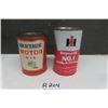 Image 1 : International Harvester No. 1 Engine Oil Full of Contents, K-Mart Motor Oil Cardboard Can Full of Co