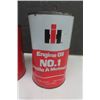 Image 2 : International Harvester No. 1 Engine Oil Full of Contents, K-Mart Motor Oil Cardboard Can Full of Co