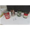 Image 1 : 4 Oil Cans ; Safeway Motor Oil Cardboard Quart, BA Quart, Quaker STate Quart, Esso 1lb Grease