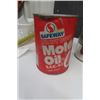 Image 2 : 4 Oil Cans ; Safeway Motor Oil Cardboard Quart, BA Quart, Quaker STate Quart, Esso 1lb Grease