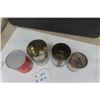 Image 7 : 4 Oil Cans ; Safeway Motor Oil Cardboard Quart, BA Quart, Quaker STate Quart, Esso 1lb Grease