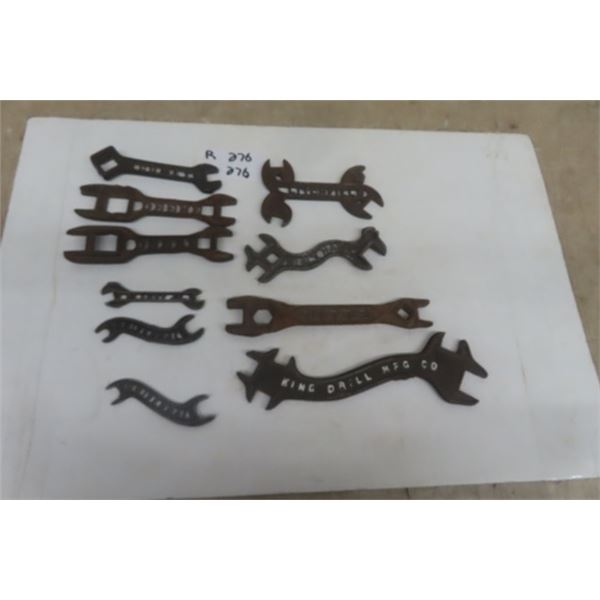 10 Old Wrenches with Names ; Comet, Litchfield, Blackhawk, Planet J.R, Pitts, Universal, King