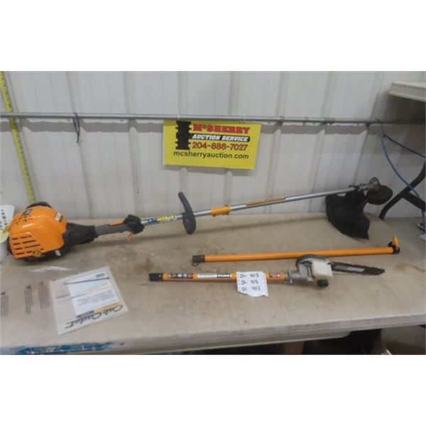 Cub Cadet SS470 4 Stroke Gas Weed Eater with Ryobi Pole Saw Attachment - Working