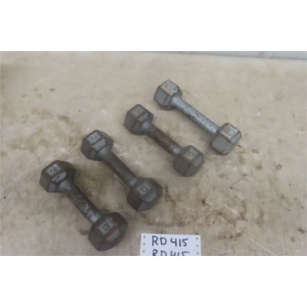 (4) 5 lb Steel Dumbells