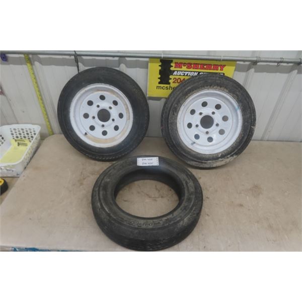 2 Utility Tires on Rims - 4.80 - 12 & 1 Tire No Rim