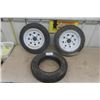 Image 1 : 2 Utility Tires on Rims - 4.80 - 12 & 1 Tire No Rim