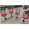 Image 1 : 4 Matching Cafe Swivel Stools with Back Rest + Upholstered Seat