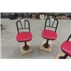 Image 2 : 4 Matching Cafe Swivel Stools with Back Rest + Upholstered Seat