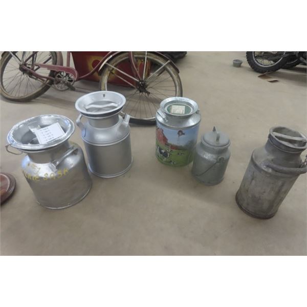 5 Assorted Cream Cans - All Sizes