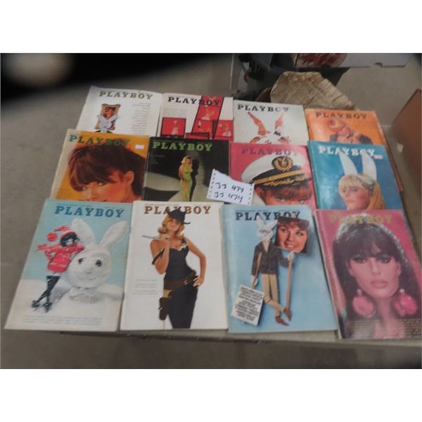 (12) 1966 Playboy Magazines - Complete Year