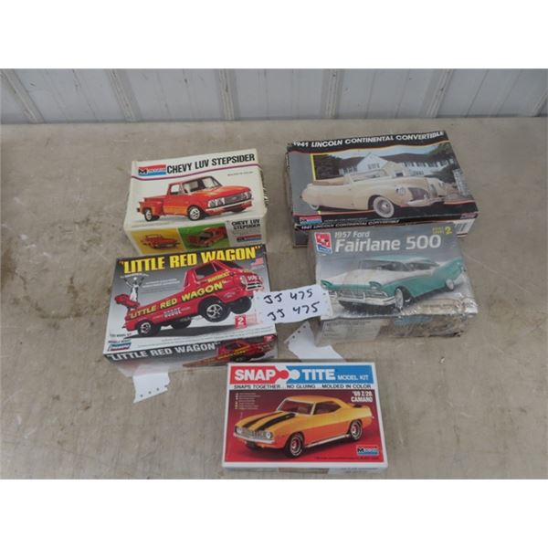 5 Auto Models: Chevy Step Side, Lil Red Wagon, ' 57 Ford Fairlane, '41 Lincoln Convertible- 1/24 + 1