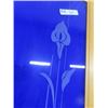 Image 3 : 4 Cupboard Doors with Cobalt Glass with Etched Flowers : (2) 13"×24" + (2) 24"×36"