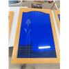 Image 4 : 4 Cupboard Doors with Cobalt Glass with Etched Flowers : (2) 13"×24" + (2) 24"×36"