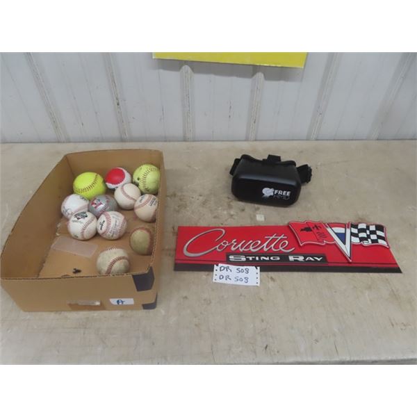 Corvette Sting Ray Metal Sign, Free HMD, Baseballs- Many with Signatures + Goldeyes 