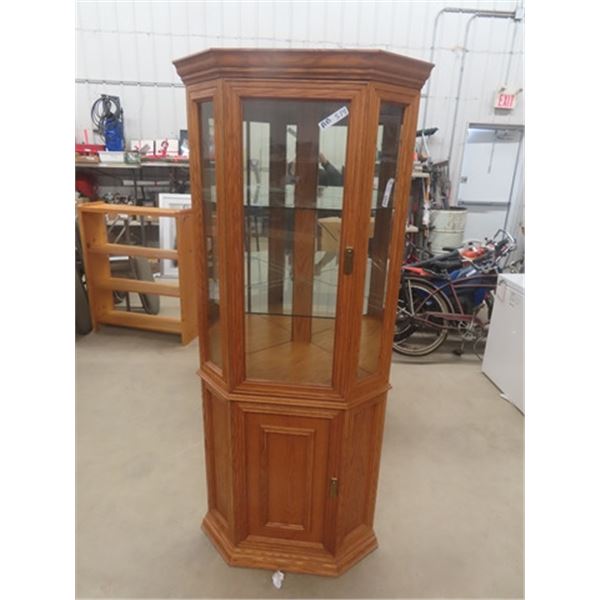 Oak Corner China Cabinet 73" Tall , up to 31" by up to 21" 