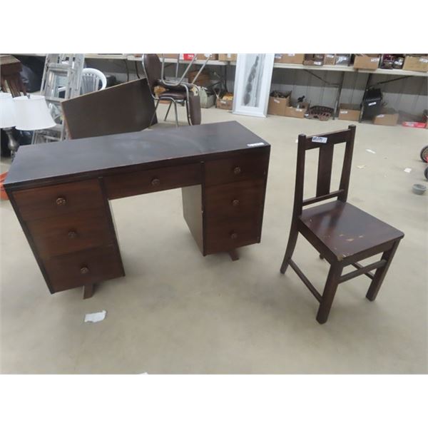 7 Drawer Wooden Desk with Chair 18 ×30 ×40 