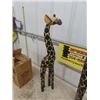 Image 2 : 2 Wooden Giraffe Statues : 30" + 38" tall & Doible Handle Rope Jug