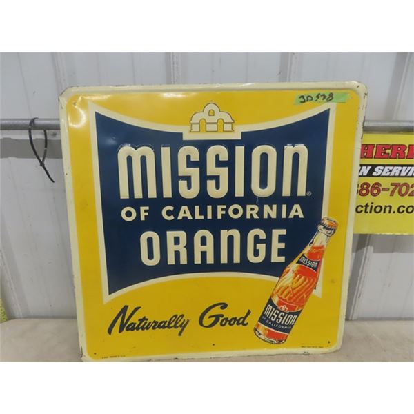 Vintage Mission Orange Metal Embossed Sign 23.5"×23.5"