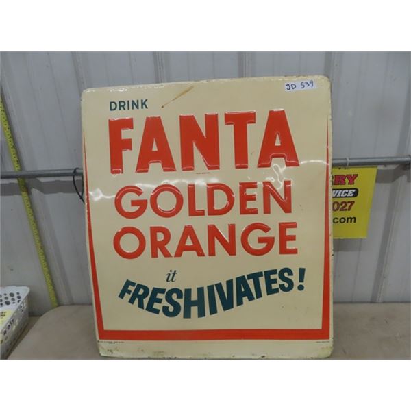 1964 Fanta Golden Orange Metal Embossed Sign 27"×31"