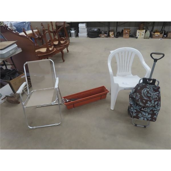 Lawn + Patio Chairs, Plants/ Flower Bed Tools, Rolling Bag