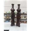 Image 1 : 2 Pedestals with Ornate Lions Head 34" Tall & 2 Vases 18" Tall