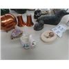Image 6 : Blue Mountain Kettle, Cream + Sugar, Copper Piggy Bank, Soapstone, China Cream + Sugar