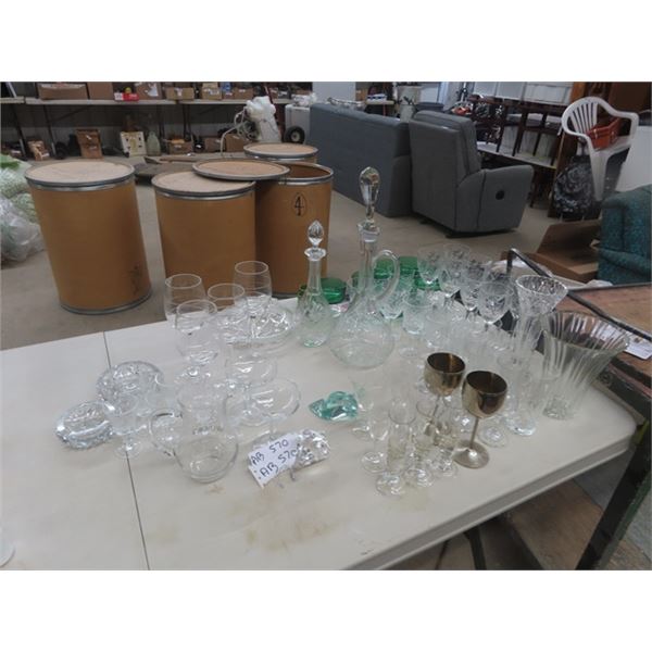 Crystal + Cut Glass: Decanters, Stem Wine Glasses, Ashtray, Ornaments, plus more