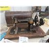 Image 2 : Old Crank Portable Sewing Machine Seamatress + Sewing Accessories 