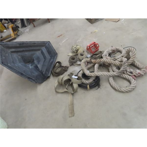 Hopper Bin Load Straps, Tow Rope + 2 Tires: 7-14.5 & 125/ 80R16