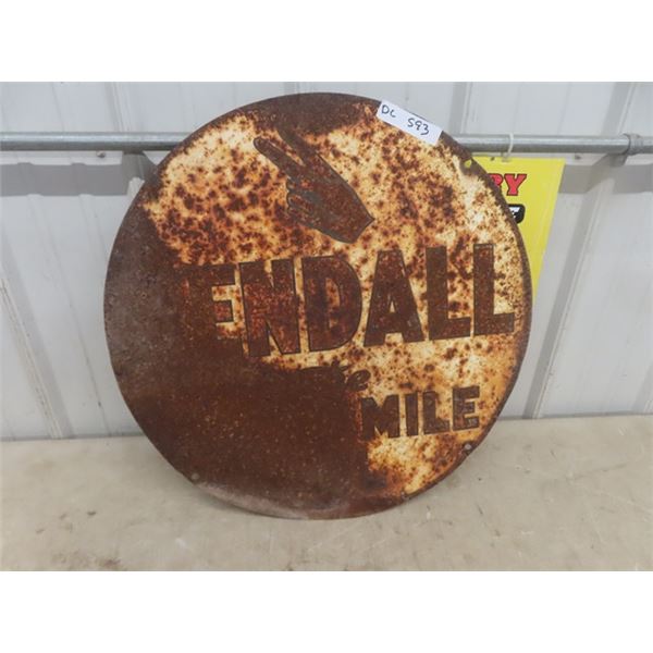 Kendall Motor Oil Round Sign - Rusty 24  Wide