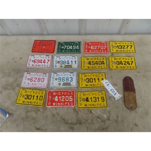 Bicycle License Plates - 1970's + 80's & 1 Winnipeg 1942 