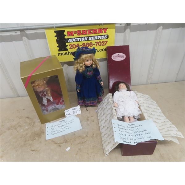 3 Porcelain Dolls - 2 with Boxes - Details in Pictures