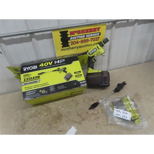 Ryobi 40V HP 600 PSi EZ Clean, Brushless Pressure Washer - Appears New