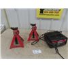 Image 1 : Motomaster 50/ 10/2A - 12K Battery Charger  (2) 2 Ton Stabilizer Jacks