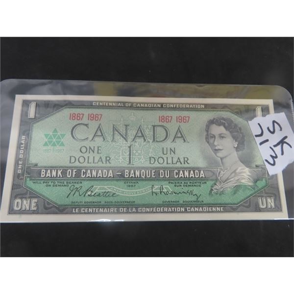 1967 Centennial Canadian Dollar Bill - Uncirculated