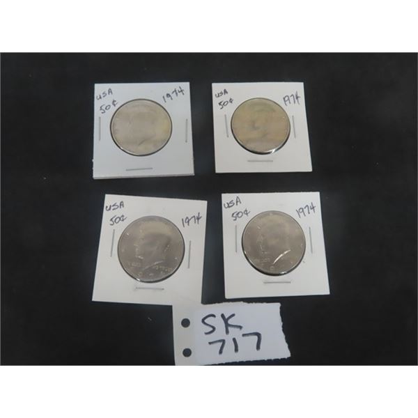 (4) 1974 USA 1/2 Dollar Coins