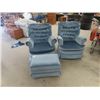 Image 1 : 2 Upholstered Button Back Swivel Living Room Chairs with 1 Ottoman
