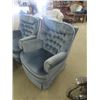 Image 3 : 2 Upholstered Button Back Swivel Living Room Chairs with 1 Ottoman