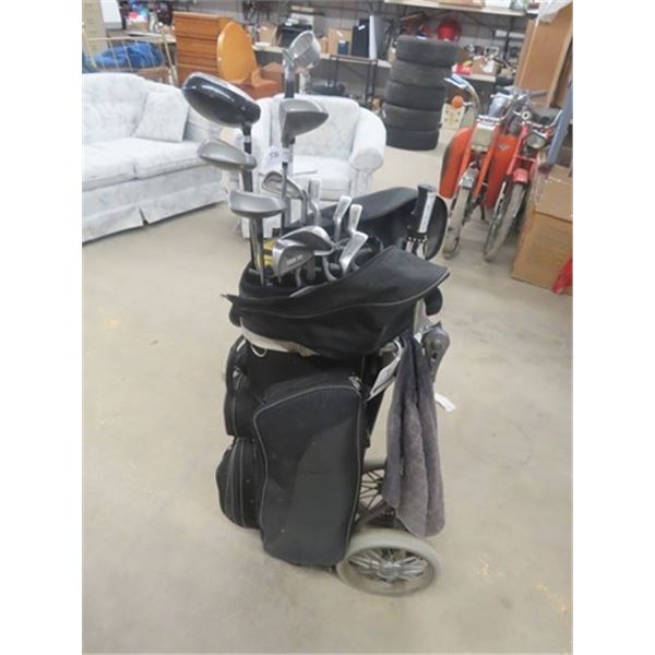 14 Knight + Spalding Right  Hand Men's Golf Clubs, Bag + Cart