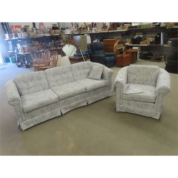 Couch + Matching Living Room Chair - Upholstered + Clean