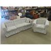 Image 1 : Couch + Matching Living Room Chair - Upholstered + Clean