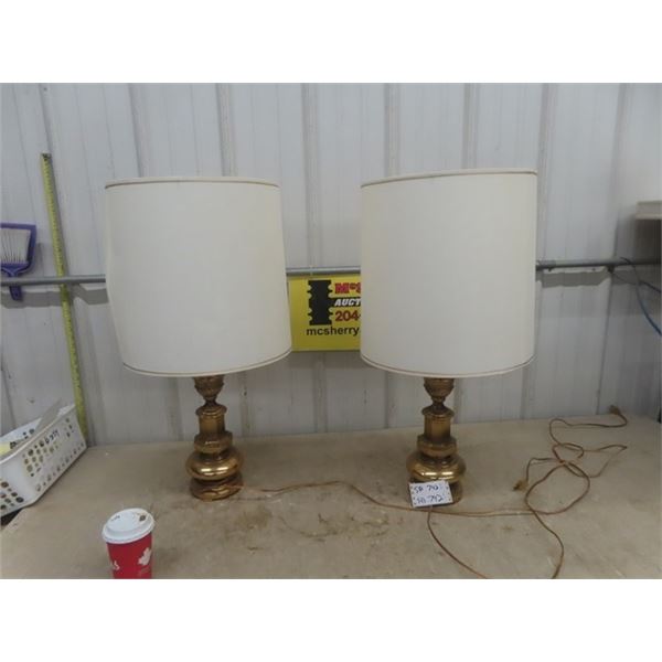 Pair of Brass Electric Table Lamps
