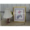 Image 1 : Victorian Style Table Lamp + Framed Print 26" x 32" 